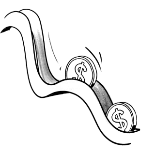 coins rolling down