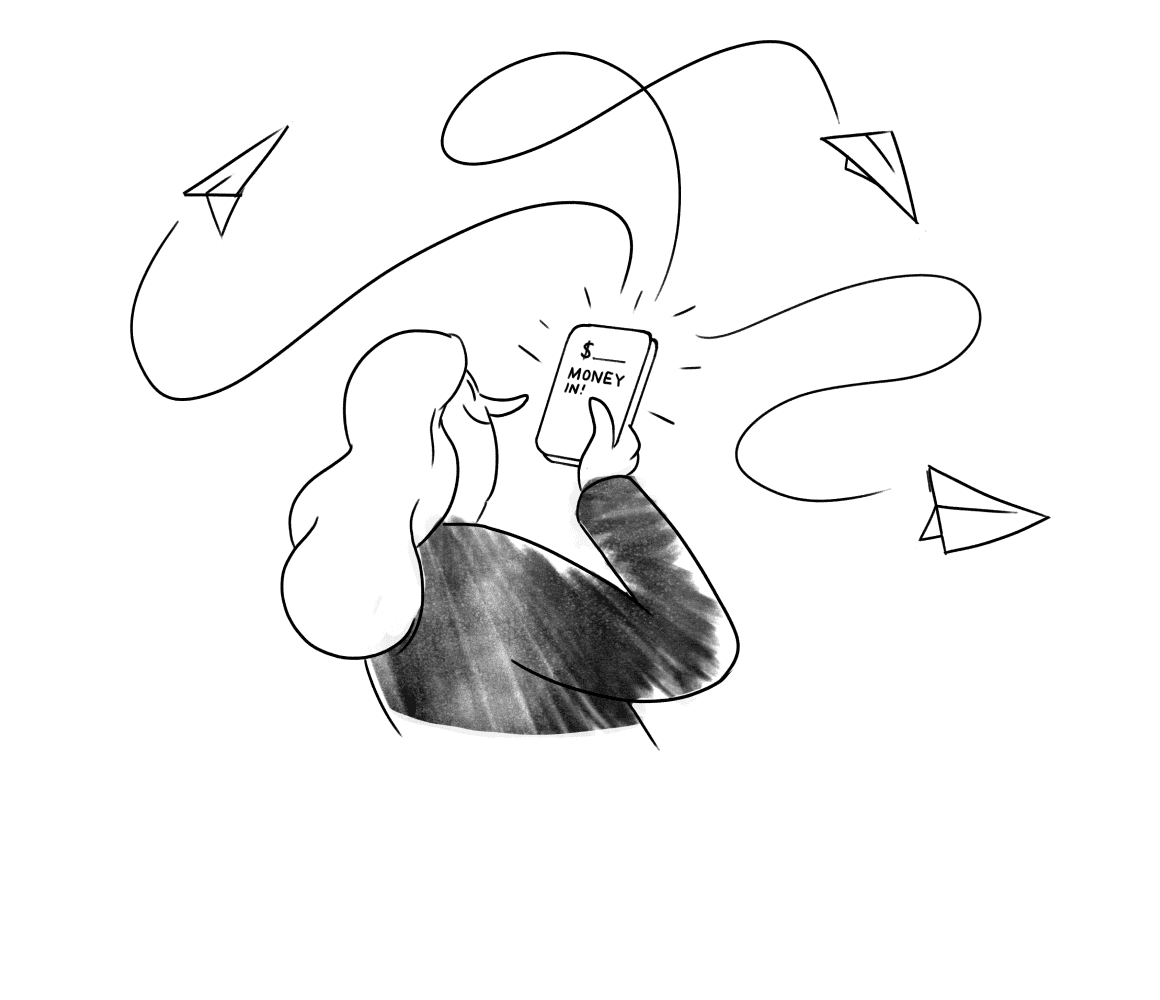 A woman saving money on her phone (1160x1000)