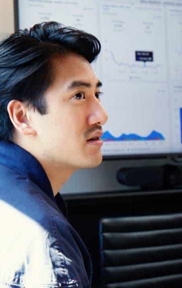 Man with his head turned