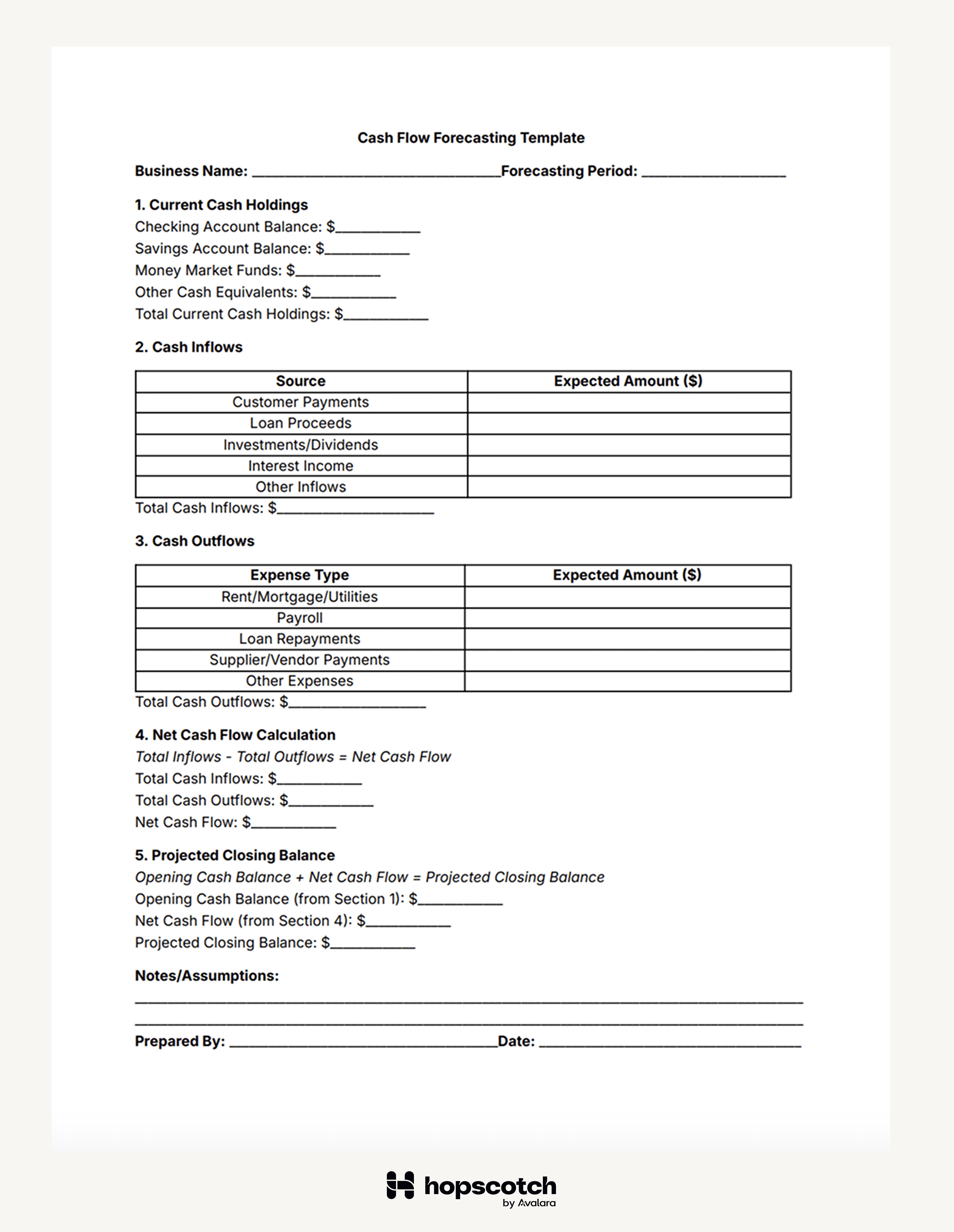 A cash flow forecast template that your business can use
