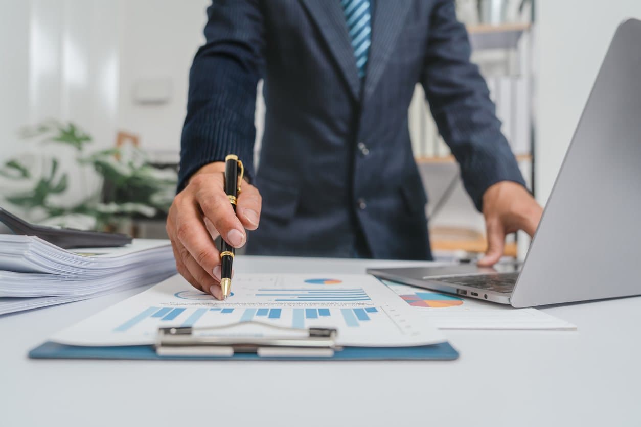 Man managing his accounts receivable for his business
